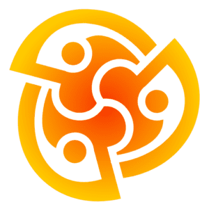 Triple-Lock Icon with Interlocked Orange Elements